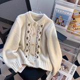 Ndyad Horn Button Embroidery Cardigan HZ1024