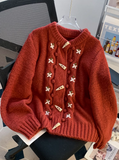 Ndyad Horn Button Embroidery Cardigan HZ1024