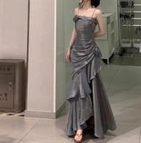 Ndyad Satin Prom Dress for Quinceanera&Party-Fairytale A-line Straps Evening Gown for Birthday HZ1024