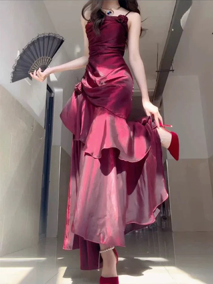 Ndyad Satin Prom Dress for Quinceanera&Party-Fairytale A-line Straps Evening Gown for Birthday HZ1024