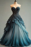 Ndyad Sweetheart Neck Tulle Beaded Long Prom Dress Elegant Quincea?era Dress HZ1024