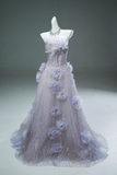 Ndyad Purple A-line Off-the-Shoulder Tulle Sequin Long Prom Dress, Sweet Appliqu¨¦ Beaded Evening Dress HZ1024