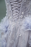 Ndyad Purple A-line Off-the-Shoulder Tulle Sequin Long Prom Dress, Sweet Appliqu¨¦ Beaded Evening Dress HZ1024