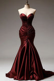 Ndyad Mermaid Sweetheart Satin Long Prom Dress, Fitted Evening Gown HZ1024