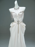 Ndyad Satin A-line Sweetheart Beaded Long Prom Dress, Elegant Adult Ceremony Graduation Prom Dress HZ1024