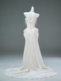 Ndyad Satin A-line Sweetheart Beaded Long Prom Dress, Elegant Adult Ceremony Graduation Prom Dress HZ1024