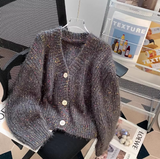 Evafashion Japanese floral V-neck Long-sleeved cardigan HZ1024