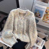 Evafashion Japanese floral V-neck Long-sleeved cardigan HZ1024