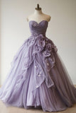 Ndyad A-Line Sweetheart Tulle Applique Long Prom Dress Sweet Evening Dress HZ1024