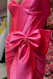 Ndyad Straps V-Neck Satin Mermaid Prom Dress with Bow HZ1024