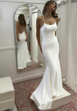 Ndyad Mermaid Scoop Neck Pink Satin Long Prom Dress HZ1024