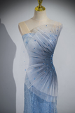 Ndyad Mermaid Sequin Sheer Straps Scalloped Long Prom Dress HZ1024
