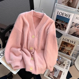 Evafashion college style, furry cardigan sweater coat HZ1024