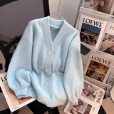 Evafashion college style, furry cardigan sweater coat HZ1024