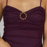 Ndyad Sweetheart High Low Party Dress, Purple Spaghetti Straps Prom Dress HZ1024