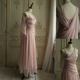 Ndyad Prom Dresses Under $180||Lovely Pink ??Chiffon Prom Dress Princess Pearls Spaghetti Straps Evening Dresses HZ1024