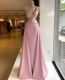 Ndyad V-neck Fitted Satin Lace Long Prom Dress HZ1024