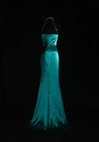 Ndyad Mermaid Halter Satin Beaded Long Prom Dress Retro V-neck Rhinestone Evening Gown HZ1024