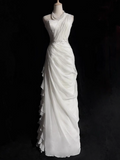 Ndyad Bodycon Satin Tulle Long Prom Dress Simple Wedding Dress HZ1024