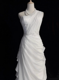 Ndyad Bodycon Satin Tulle Long Prom Dress Simple Wedding Dress HZ1024