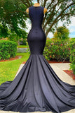 Ndyad Mermaid V-neck Appliques Lace Sequined Long Prom Dress HZ1024
