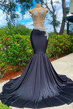 Ndyad Mermaid V-neck Appliques Lace Sequined Long Prom Dress HZ1024