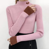 Evafashion Neck Long Sleeves Slim Fit Pullover Sweater HZ1024