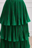 Ndyad Green A-line Chiffon Strapless Layers Long Prom Dress Formal Evening Dress HZ1024