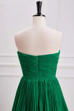 Ndyad Green A-line Chiffon Strapless Layers Long Prom Dress Formal Evening Dress HZ1024