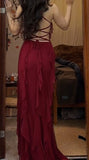 Ndyad Spaghetti Straps Chiffon Long Prom Dress Formal Evening Dress HZ1024