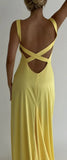 Ndyad Mermaid V Neck Yellow Backless Long Prom Dress HZ1024