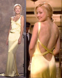 Ndyad Mermaid V Neck Yellow Backless Long Prom Dress HZ1024