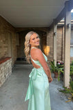 Ndyad Yellow ??A-Line Long Prom Dress for Party&Guest-V Neck Satin Beautiful Backless Formal Evening Dress HZ1024