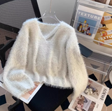Ndyad V-neck base sweater, soft and glutinous imitation mink fleece sweater HZ1024