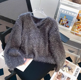 Ndyad V-neck base sweater, soft and glutinous imitation mink fleece sweater HZ1024