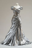 Ndyad Mermaid V-neck Long Prom Dress Simple Simple Formal Evening Dress HZ1024