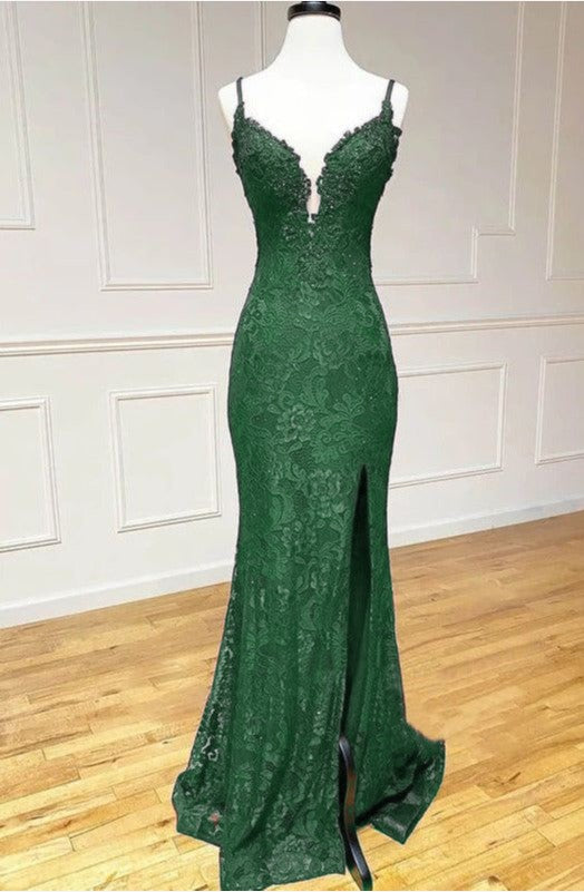 Ndyad Mermaid Formal Dresses Under $170?? Charming Grape Spaghetti Straps Applique Long Backless Prom Dress With Slit HZ1024
