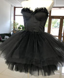 Ndyad Sweetheart Corset Tulle Strapless Prom Dress HZ1024