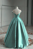 Ndyad Satin Off-the-shoulder Long Prom Dress Bridesmaid Dress HZ1024