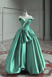 Ndyad Satin Off-the-shoulder Long Prom Dress Bridesmaid Dress HZ1024