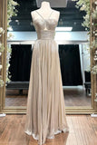 Ndyad A-line Spaghetti Strap Long Prom Dress with Slit HZ1024