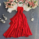 Ndyad Irregular Lace Up Dress A Line Fashion Dress HZ1024