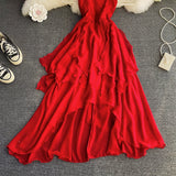 Ndyad Irregular Lace Up Dress A Line Fashion Dress HZ1024