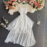 Ndyad Irregular Lace Up Dress A Line Fashion Dress HZ1024