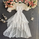 Ndyad Irregular Lace Up Dress A Line Fashion Dress HZ1024