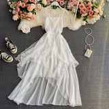 Ndyad Irregular Lace Up Dress A Line Fashion Dress HZ1024