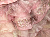 Ndyad Pink Strapless Satin Tulle Sequin Beaded Diamond Long Ball Gown HZ1024