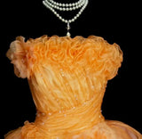 Ndyad Orange Strapless Evening Dress Tulle Long Ball Gown HZ1024