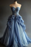 Ndyad A-Line Sweetheart Chiffon Sequined Long Prom Dress Evening Dress HZ1024