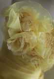 Evafashion Yellow A-Line Strapless Organza Wedding Dress with Appliques and Rhinestones Long Evening Gown HZ1024